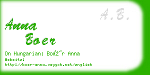 anna boer business card